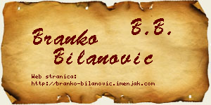 Branko Bilanović vizit kartica
